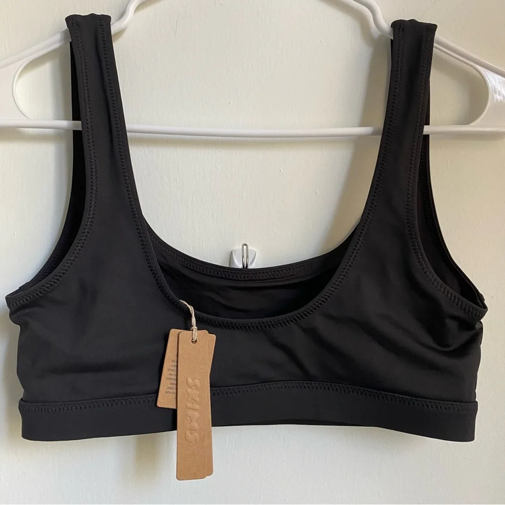 NWT Skims Recycled Swim Tank Bikini Top Onyx S